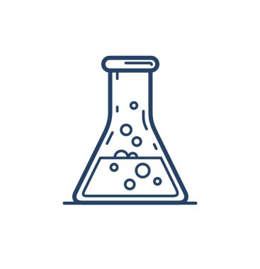 Kimyasal matara vektörü basit doğrusal ikon, bilim kimya çizgisi sanat sembolü, laboratuvar araştırması.