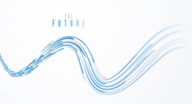 Bilim ya da teknoloji vektörü soyut arkaplan, hareket tasarım elementindeki 3D dinamik çizgiler, reklam veya poster için fütüristik şablon. Geleceksel tasarım.