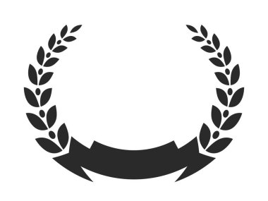 Kurdele ve defne çelengi vektörü izole edilmiş boş amblem.