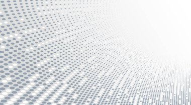 3 boyutlu perspektif vektörü soyut arka plandaki gri noktalar, noktalı desenli havalı tasarım, bilim teknolojisinin dalga akışı veya reklamlar için ticari boş şablon.