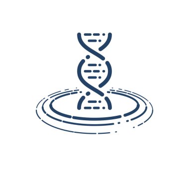 DNA iplik vektörü basit doğrusal ikon, bilim biyolojisi ve biyoteknoloji çizgisi sanat sembolü, genetik araştırma ve çözümler.
