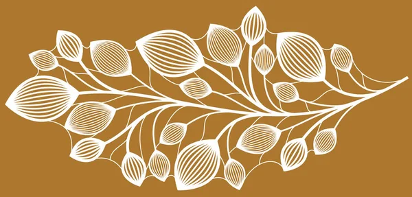 Schöne Lineare Florale Vektor Design Auf Dunklen Blätter Und Zweige — Stockvektor