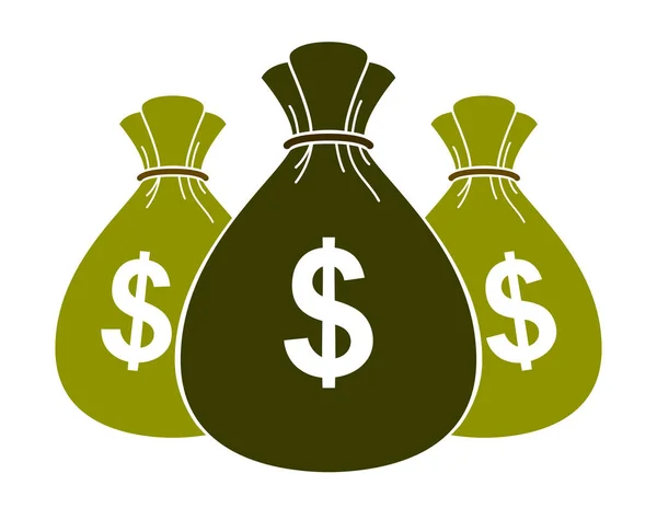 Three Moneybags Money Bag Vector Simplistic Illustration Icon Logo Business — Stock Vector