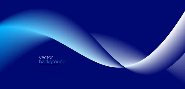 波状の滑らかな流れとグラデーションベクトル抽象的な背景 濃い青のデザイン曲線エネルギーの動き リラックスした音楽の音や技術 — ストックベクタ