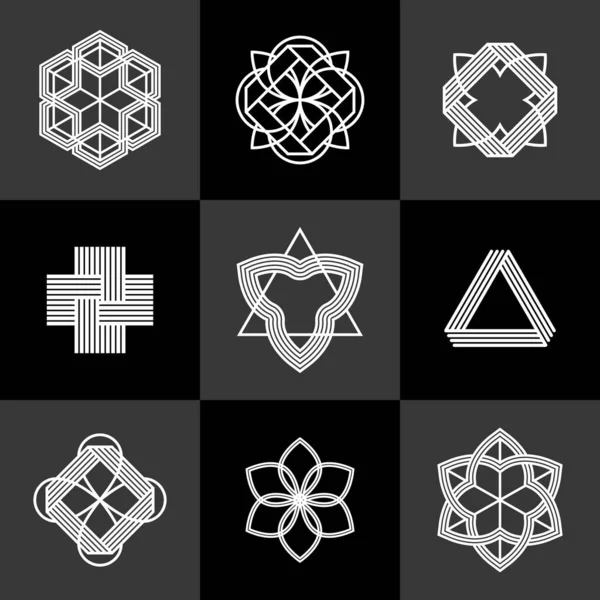 Абстрактные Геометрические Линейные Символы Векторный Набор Графические Элементы Дизайна Создания — стоковый вектор