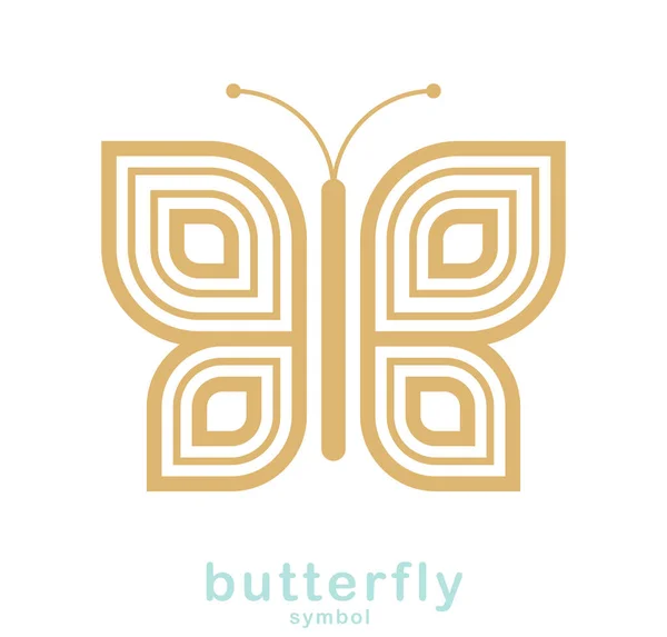 白い背景に蝶の美しい幾何学的なラインアートベクトルのシンボルのエンブレム 美容室やブティックや化粧品 女の子のシンボルのための最高のロゴ — ストックベクタ