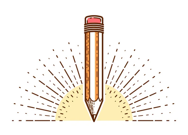Logotipo Vetor Lápis Ícone Instrução Conhecimento Ciência Arte Projeto Logotipo — Vetor de Stock