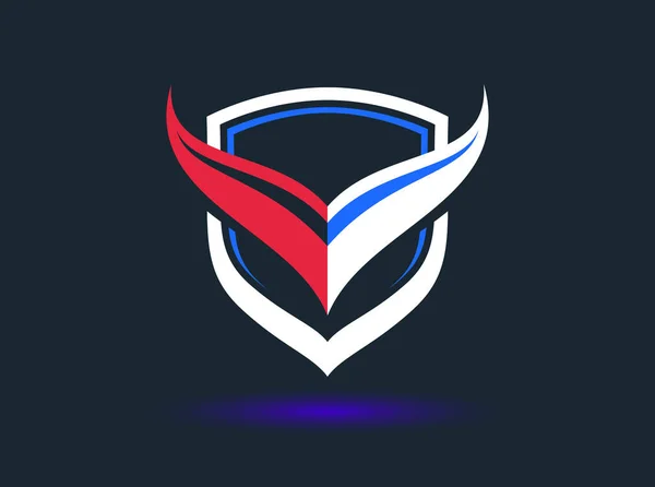 Vetor Logotipo Escudo Símbolo Proteção Das Munições Tema Antivírus Esporte — Vetor de Stock