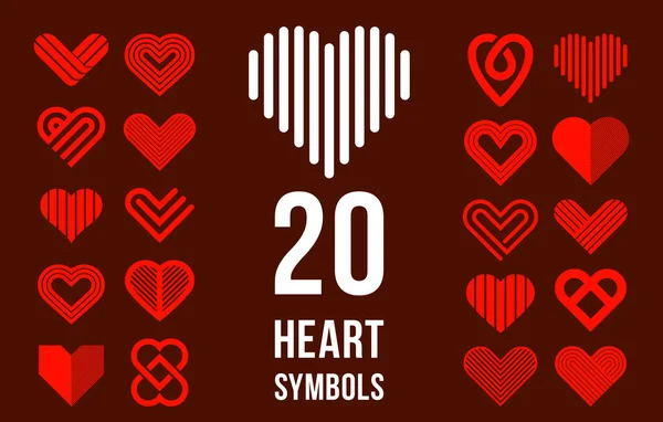 Καρδιές Γεωμετρικά Γραμμικά Λογότυπα Διανυσματικά Εικονίδια Λογότυπα Σύνολο Φροντίδα Αγάπης — Διανυσματικό Αρχείο
