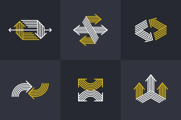 Logos Originaux Vectoriels Flèches Ensemble Isolé Pictogramme Symbole Collection Signes — Image vectorielle
