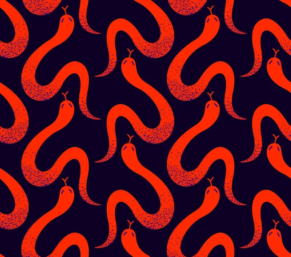 蛇无缝纺织品 矢量背景与许多蛇无穷无尽的纹理 时尚的面料或壁纸设计 危险的有毒野生动物 — 图库矢量图片