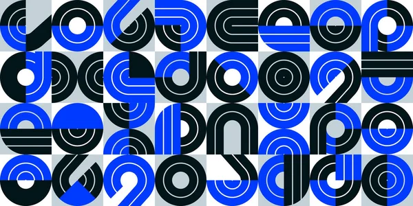 Naadloos Patroon Met Geometrische Elementen Vector Trendy Design Blauwe Typografie — Stockvector