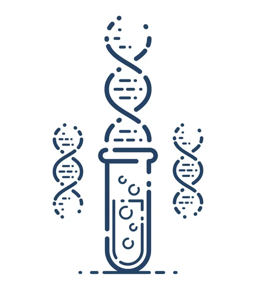 Reagenzglas Und Dna Strang Vektor Einfaches Lineares Symbol Wissenschaft Biologie — Stockvektor
