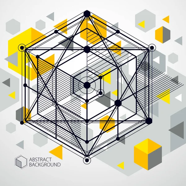 Desenho Vetorial Sistema Industrial Amarelo Criado Com Linhas Cubos Composição — Vetor de Stock