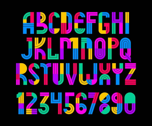 Dzieci Kolorowe Geometryczne Czcionki Wektor Alfabetu Dziecko Grać Gry Typeset — Wektor stockowy