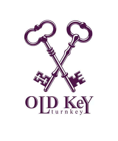 Crossed Keys Protected Secret Electronic Data Protection Keys Heaven Hotel — Stock Vector