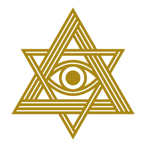 All Seeing Eye Star David Vector Ancient Symbol Modern Linear — Stock Vector