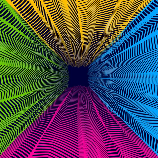 幻覚剤旅行のようなデザインのためのベクトル幻想的なシュールなアートの背景シュルレアリスム 線形の3Dトレンド 幻想的なサイケデリックな流行の現代アート 光の次元の幻想 — ストックベクタ