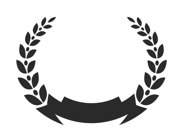 Emblema Vuoto Vuoto Con Nastro Lauro Vettore Corona Isolato — Vettoriale Stock