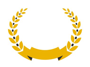 Kurdele ve defne çelengi vektörü izole edilmiş boş amblem.