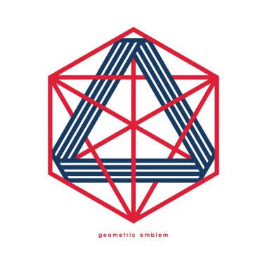 Geometrik vektör çizgisi sanat logosu beyaz, soyut doğrusal çağdaş biçim sembolü, geometrik şekil amblemi, iş kurumsal markalaşma grafik tasarım unsuru üzerine izole edilmiş.