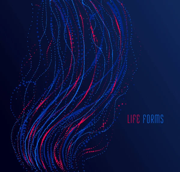 Matriz Flujo Partículas Vector Colorido Fondo Abstracto Formas Vida Tema — Archivo Imágenes Vectoriales