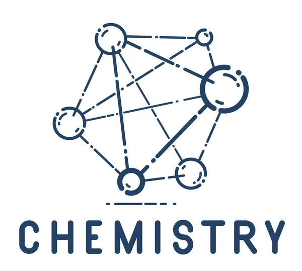 Molekulární Vektorová Lineární Ikona Chemie Vědy Symbol Fyziky Čáry — Stockový vektor