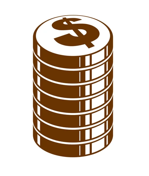 硬币堆栈现金或赌场筹码静物 矢量图标 插图或标志 收入或税收概念 堆栈美分 — 图库矢量图片