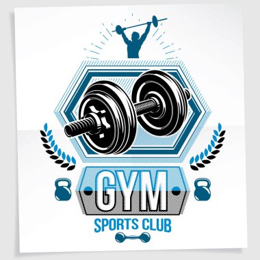Disk ağırlık dambıl ve su ısıtıcısı çan spor fitness ve güç kaldırma aletleri kullanılarak yapılan spor salonu reklam vektör broşür.
