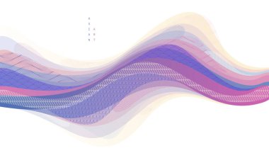 Soyut oryantal Japon sanat vektörü arka planı, geleneksel tarz tasarımı, dalgalı şekiller ve dağlık arazi, deniz hatları gibi akışkan..
