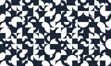 Kusursuz geometrik desen, duvar kağıdı veya web siteleri için soyut vektör arkaplanı veya geometrinin siyah ve beyaz elementleriyle oluşturulan kağıt baskısı.