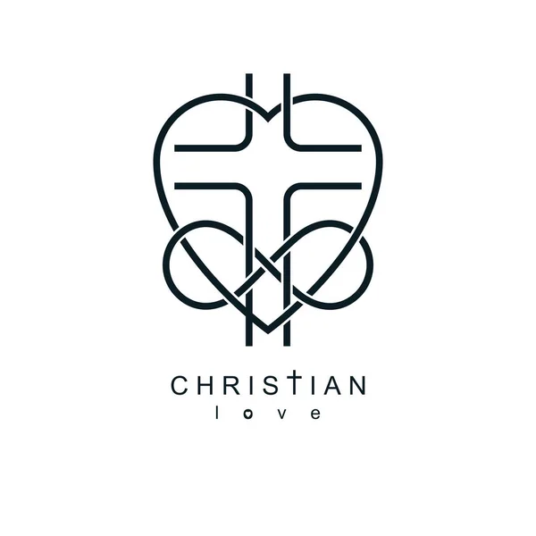 Immortal God Christian Love Conceptual Logo Design Combined Infinity Loop — Stock Vector