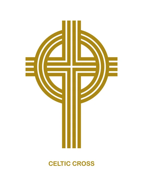 Christian Cross Modern Linear Style Vector Symbol Isolated White Faith — Stock Vector