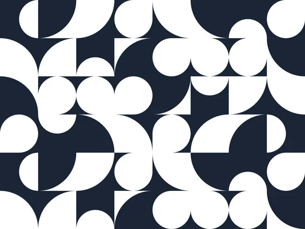 抽象ベクトル幾何学的なシームレスなパターン 黒と白の単純な幾何学的な要素を繰り返しタイル 壁紙やウェブサイトの背景 レトロなスタイルのデザインの背景 — ストックベクタ