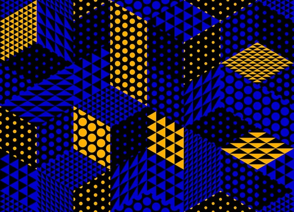 Naadloze Isometrische Driehoeken Stippen Geometrisch Patroon Kubussen Vector Tegel Achtergrond — Stockvector