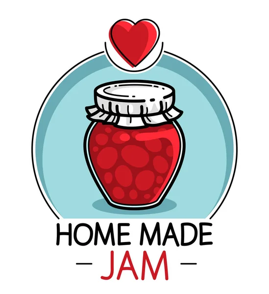 Jar Jam Isolated White Vector Emblem Illustration Cartoon Style Delicious — Stock Vector
