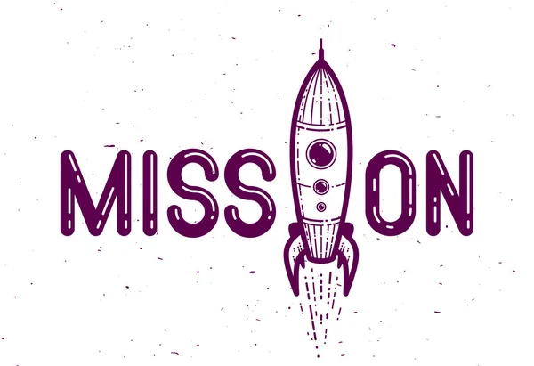 Mission Word Rocket Instead Letter Science Business Concept Vector Conceptual — Stock Vector