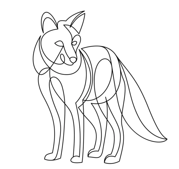 Red Fox Linear Vector Illustration Isolated Cute Wild Animal Wildlife — ストックベクタ