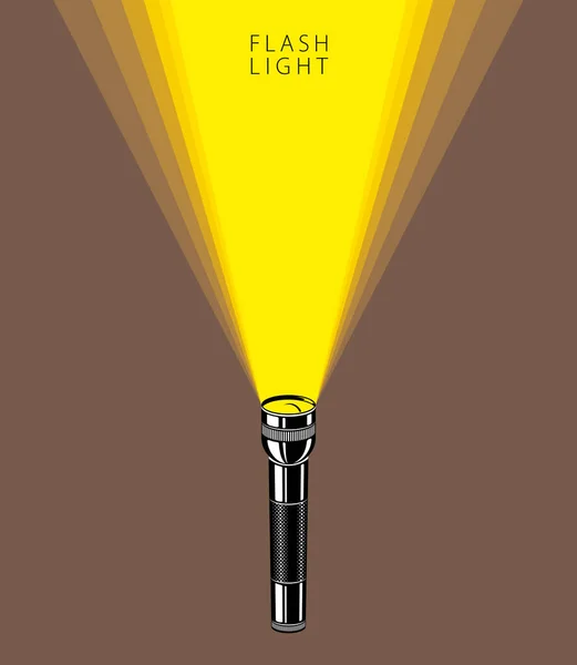 Flashlight Illumination Vector Advertising Poster Illustration Copy Space Text Flat — Stock Vector