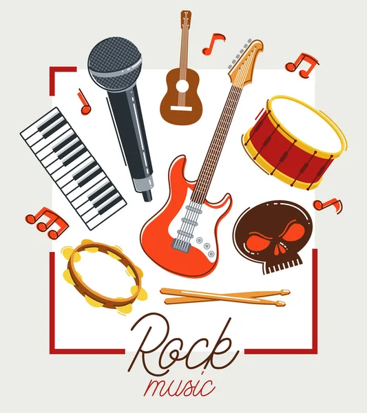 Rock Zenei Zenekar Vektor Plakát Lapos Illusztráció Elszigetelt Fehér Háttér — Stock Vector