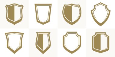 Classical shields collection vector design elements, defense and safety icons, empty and blank ammo emblems collection.