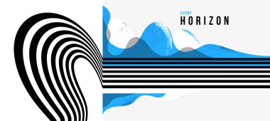 Soyut vektör arkaplan perspektifinde 3D siyah ve mavi çizgiler, doğrusal perspektif çizim op sanatı.