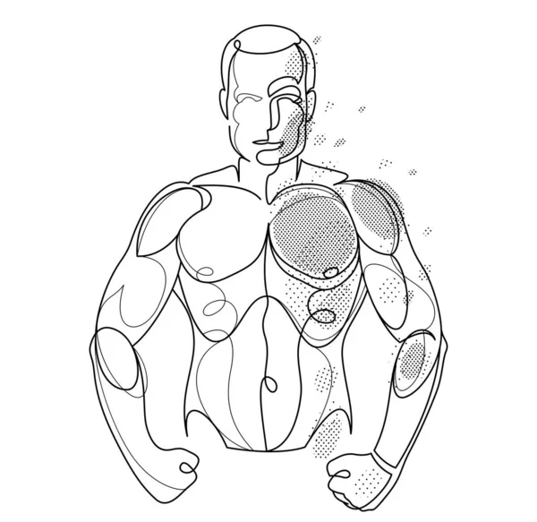 Linear Drawing Perfect Body Fit Model Man Posing Vector Illustration — Stockový vektor