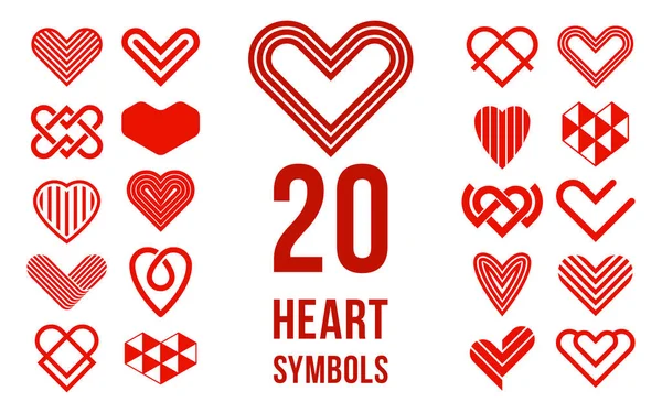Καρδιές Γεωμετρικά Γραμμικά Λογότυπα Διανυσματικά Εικονίδια Λογότυπα Σύνολο Γραφιστική Σχεδίαση — Διανυσματικό Αρχείο