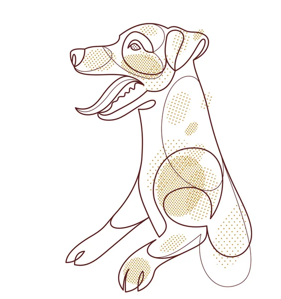 Adorable Playful Jack Russel Terrier Vector Line Art Illustration Isolated — Stock Vector