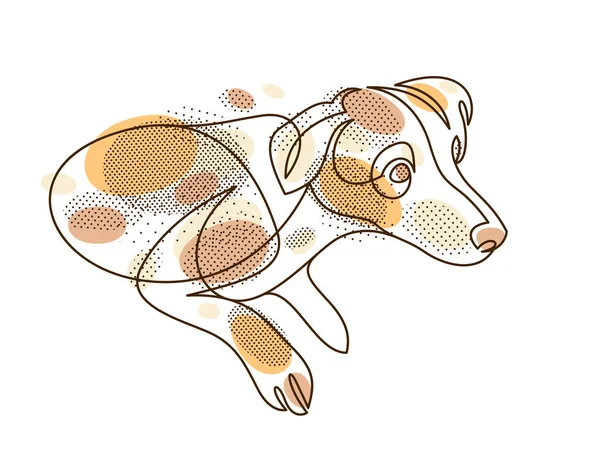 Funny Dog Linear Vector Illustration Isolated Jack Russel Terrier Pet — Stock Vector