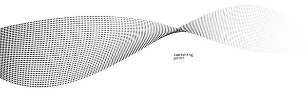 抽象的な背景ベクトル図 曲線による動きのドット 粒子の流れの波は孤立し モノクロの黒と白のイラスト — ストックベクタ