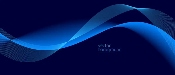 Smooth Flow Wavy Shape Gradient Vector Abstract Background Dark Blue — Wektor stockowy