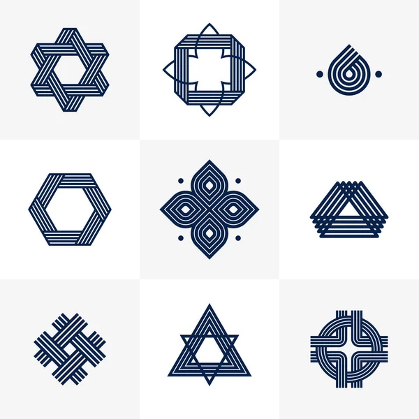 Abstract Geometric Linear Symbols Vector Set Graphic Design Elements Logo — Archivo Imágenes Vectoriales