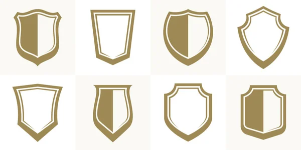 Kollektion Klassischer Schilde Vektor Designelemente Verteidigungs Und Sicherheitssymbole Leere Und — Stockvektor
